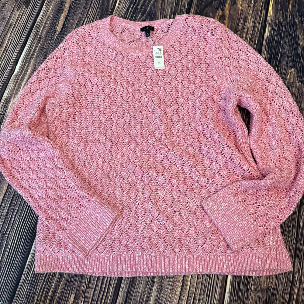 Talbots Pink Cable Knit Crew Neck Sweater